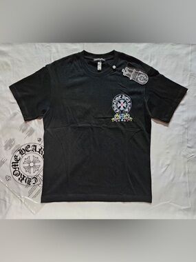 Chrome Hearts Black Graphic Crewneck T-Shirt with Chest Emblem